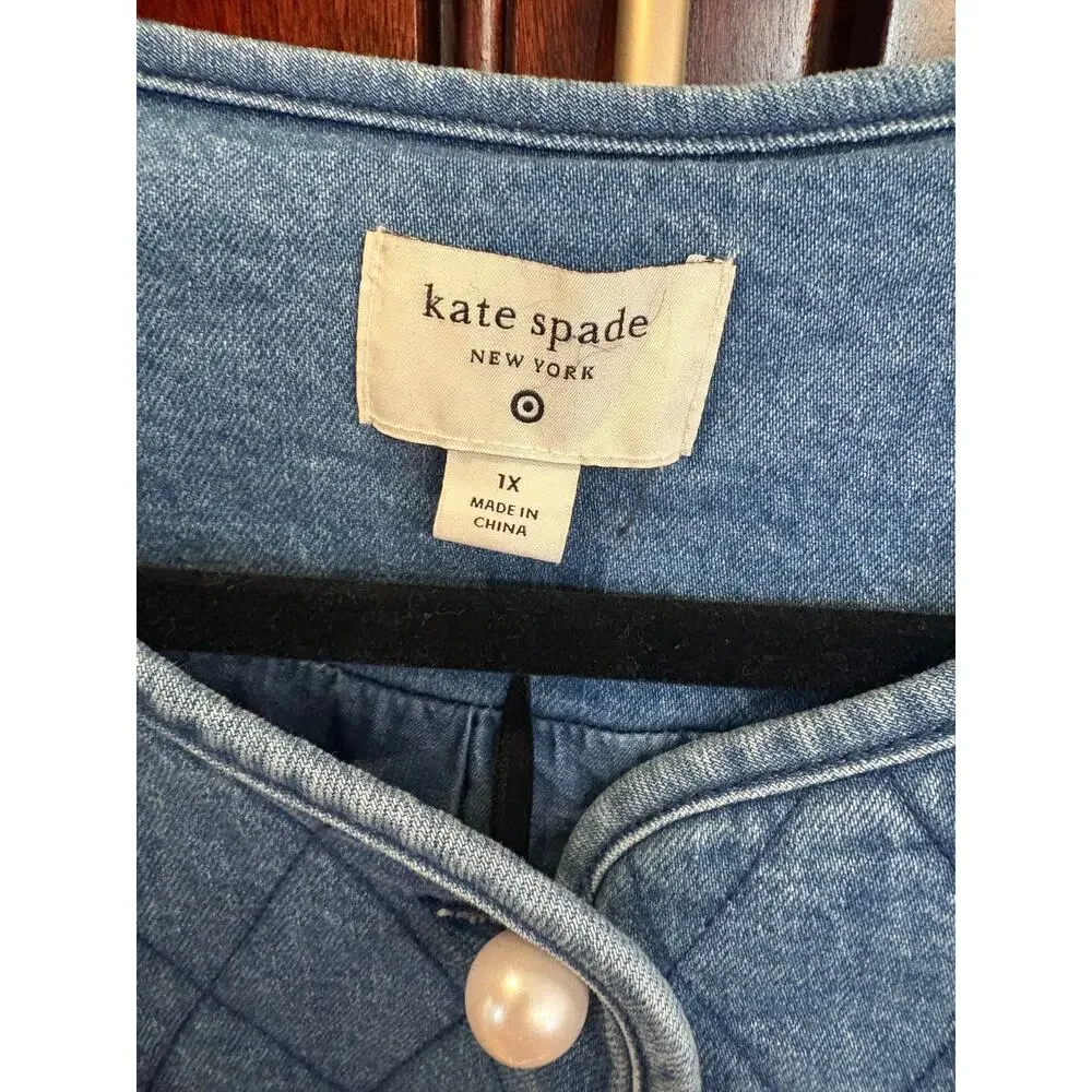 Kate Spade x Target Quilted Denim Jacket w Pearl Buttons Size 1X NWT - Picture 12 of 14